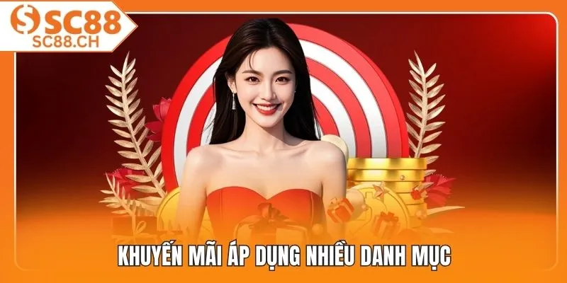 Khuyến mãi áp dụng nhiều danh mục